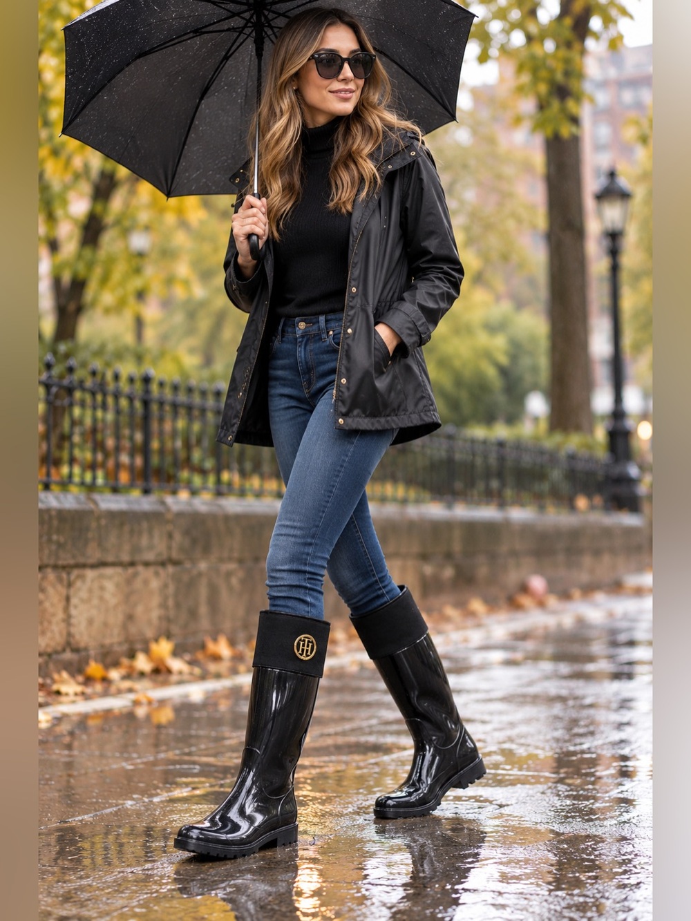 Tommy Hilfiger Black Tall Rain Boots – Women’s Size 8